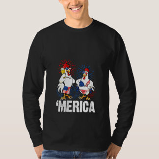 Womens 4th Of July Funny Chicken Beer Drinking Ame Tシャツ