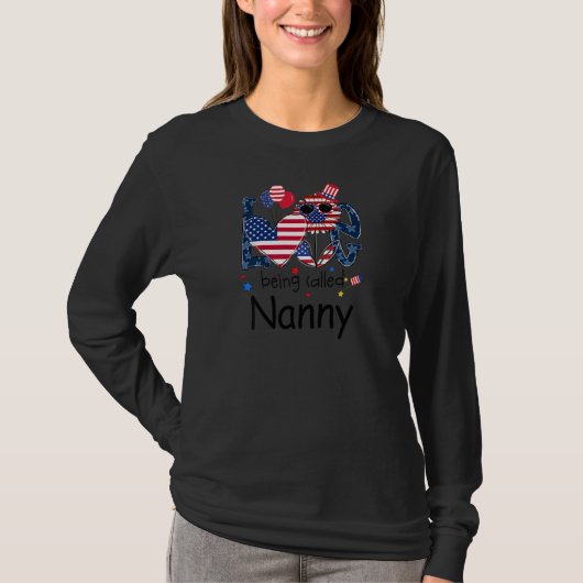 Womens 4th Of July Love Being Called Nanny Sunflow Tシャツ (正面)