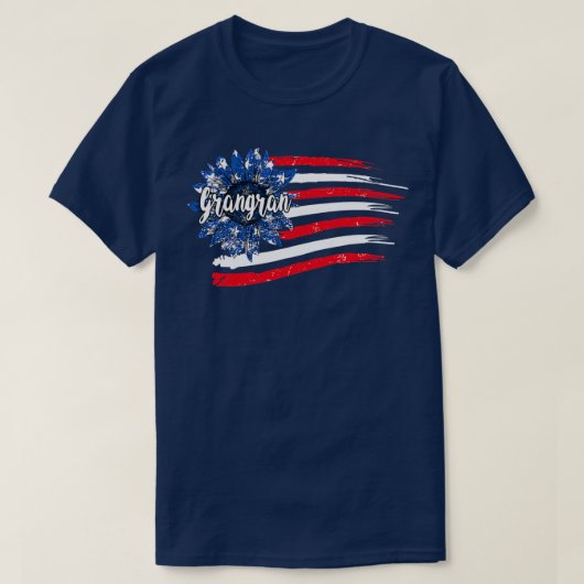 Womens 4th of July Sunflower Grangran American Fla Tシャツ (デザイン正面)