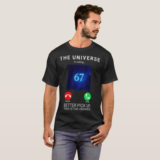 Womens 67 Meme The Universe Is Calling V-neck Tシャツ (正面フル)
