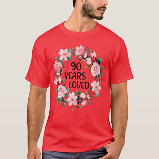 Womens 90 Years Loved Women Men 90 Years Old Cool  Tシャツ (正面)