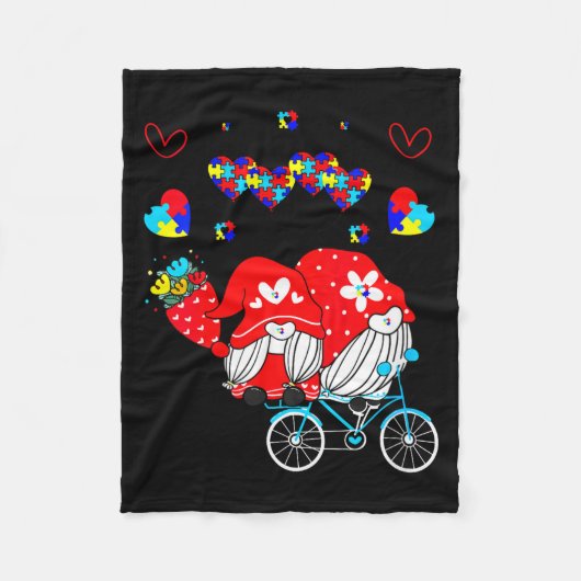 Womens Accept Understand Love Autism Awareness Gno フリースブランケット (正面)