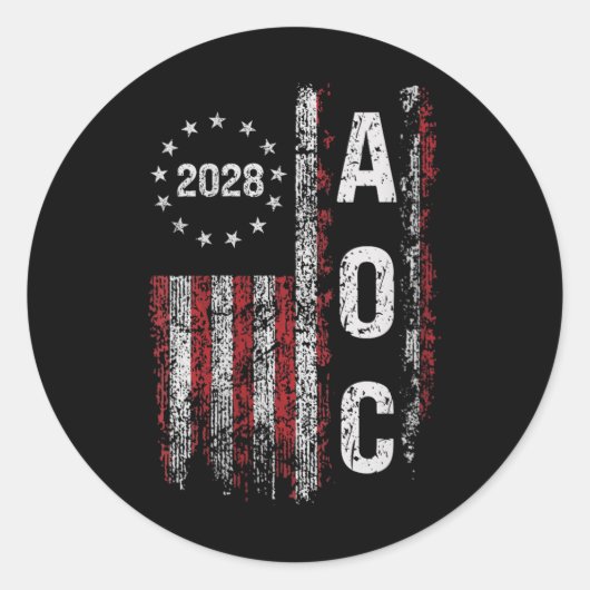 Womens Aoc Alexandria Ocasio Cortez 2028 For Prei ラウンドシール (正面)
