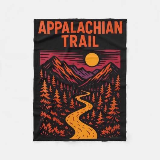 Womens Appalachian Trail Hiking Adventure Retro Me フリースブランケット (正面)