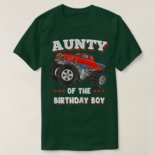 Womens Aunty Of The Birthday Boy Fathers Monster T Tシャツ (デザイン正面)