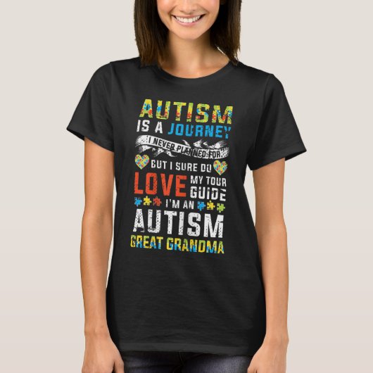 Womens Autism grandma Great Grandma Journey Quote Tシャツ (正面)