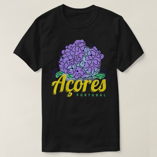 Womens Azores Hydrangea Flower Island Portugal Vin Tシャツ (デザイン正面)