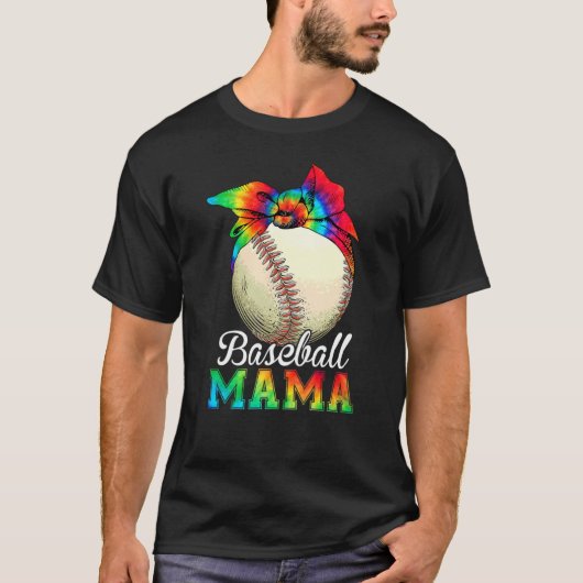 Womens Baseball Mama Tie Dye Mother's Day Tシャツ (正面)