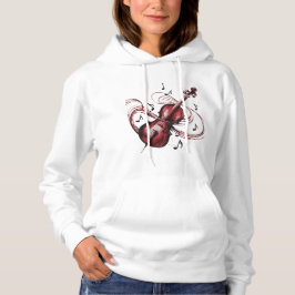 Women's Basic Abstract Violin Hooded Sweatshirt パーカ
