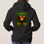 Women's Basic Hooded Sweatshirt - Fieryハート パーカ (裏面)