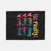 Womens Be Pretty Strong Brave Kind Insrational Tie フリースブランケット (正面(横))
