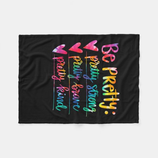 Womens Be Pretty Strong Brave Kind Insrational Tie フリースブランケット (正面(横))