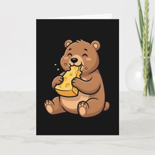 Womens Bear Eating Cheese カード (正面)