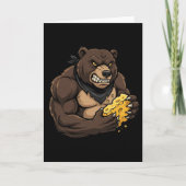 Womens Bear Eating Cheese カード (正面)