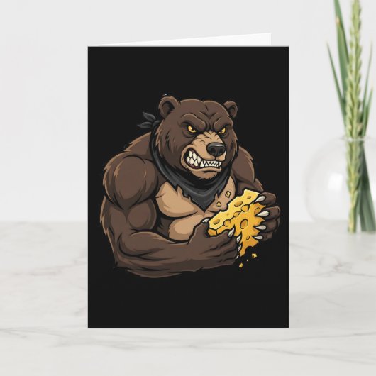 Womens Bear Eating Cheese カード (正面)