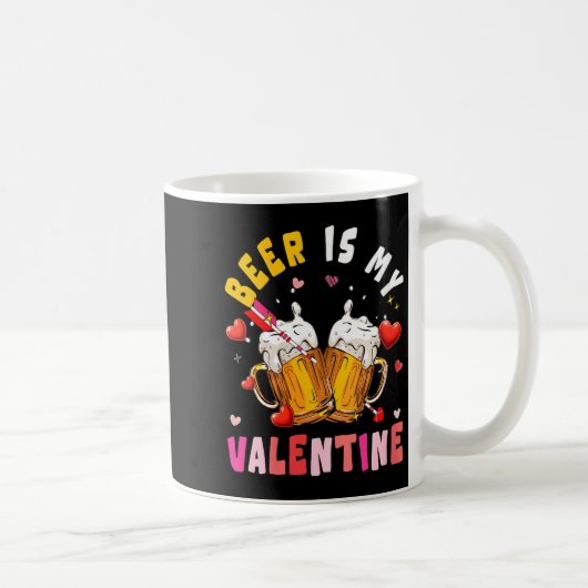 Women's Beer Is My Valentine Hearts Matching Drink コーヒーマグカップ (右)