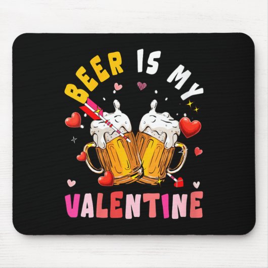 Women's Beer Is My Valentine Hearts Matching Drink マウスパッド (正面)