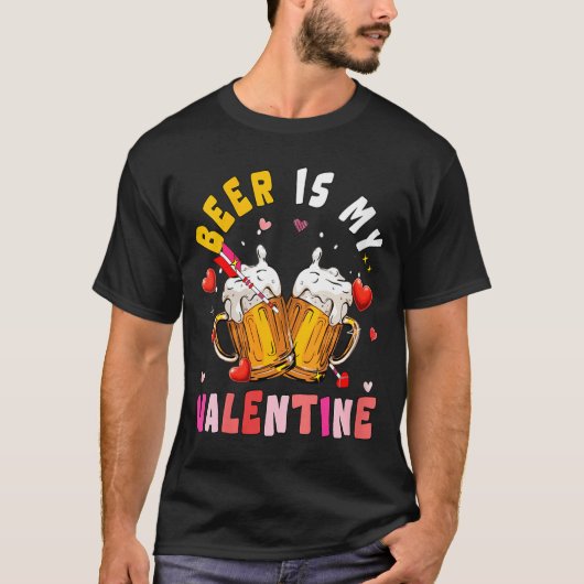 Women's Beer Is My Valentine Hearts Matching Drink Tシャツ (正面)