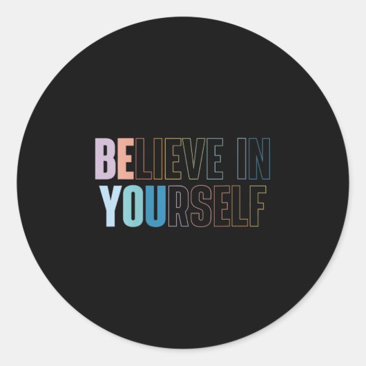 Womens Believe In Yourself Motivational Quote Insr ラウンドシール (正面)