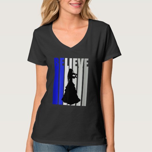 Womens Believe Violin Life Inspiring Violinist Mus Tシャツ (正面)