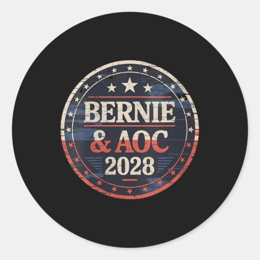 Womens Bernie SandersとAoc 2028大統領C ラウンドシール (正面)