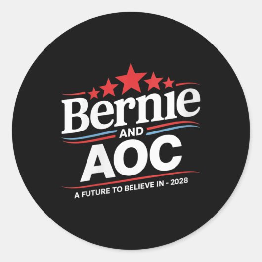 Womens Bernie SandersとAoc 2028大統領C ラウンドシール (正面)