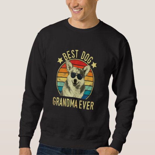 Womens Best Dog Grandma Ever Cardigan Welsh Corgi スウェットシャツ (正面)