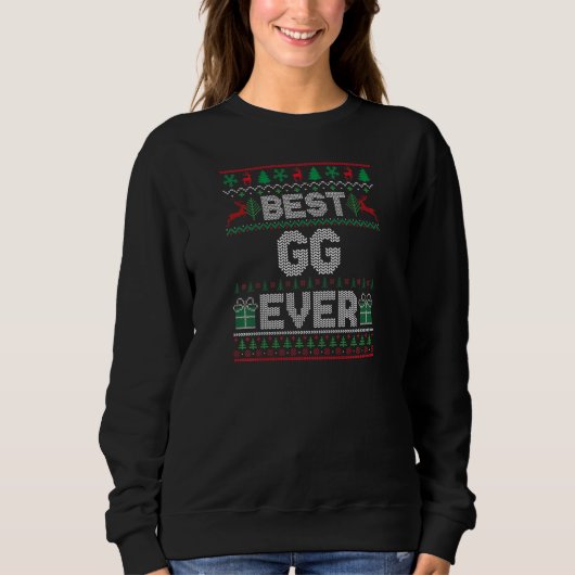 Womens Best GG Ever Christmas Pajamas Matching Ugl スウェットシャツ (正面)
