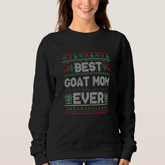 Womens Best Goat Mom Ever Christmas Pajamas Matchi スウェットシャツ (正面)