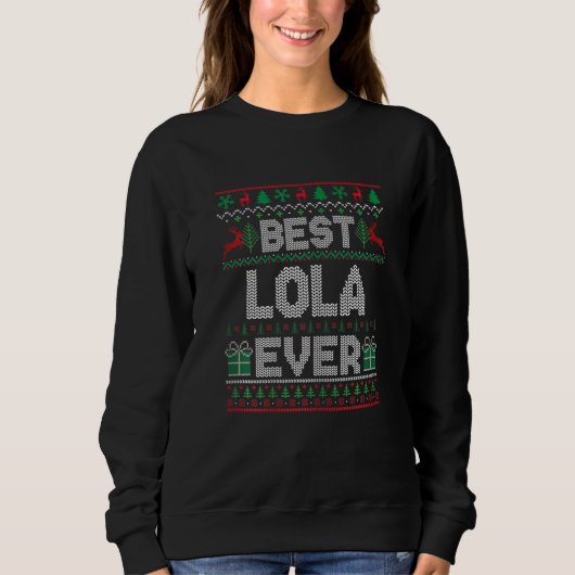 Womens Best Lola Ever Christmas Pajamas Matching U スウェットシャツ (正面)