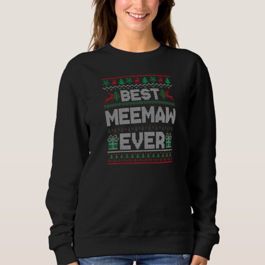Womens Best Meemaw Ever Christmas Pajamas Matching スウェットシャツ (正面)