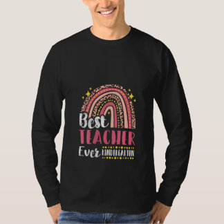 Womens Best Teacher Ever Kindergarten Rainbow Back Tシャツ