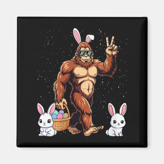 Women's bigfoot easter day rabbit funny easter マグネット (正面)