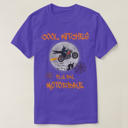Womens Biker Lady, Cool witches fly by motorbike,  Tシャツ (デザイン正面)