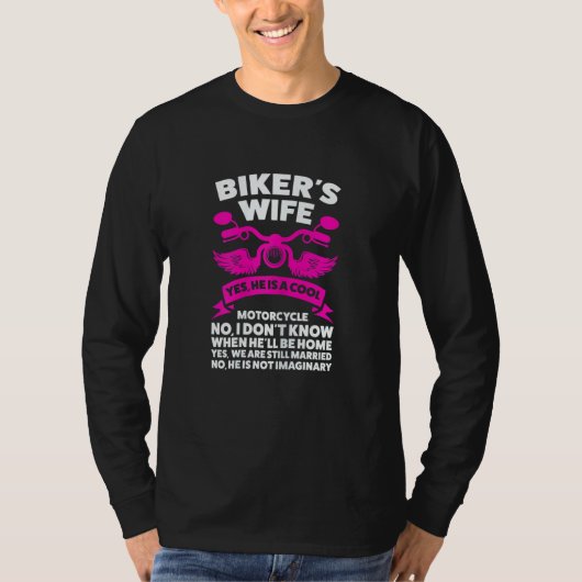 Womens Biker's Wife Yes  He Is A Cool Motorcycle M Tシャツ (正面)