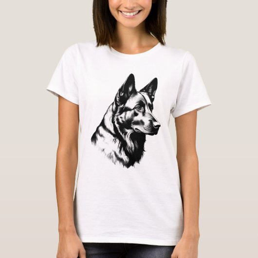 Women's Black German Shepherd Dog Tee Tシャツ (正面)