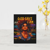 Womens Black Girl Queen God Says I Am Melanin Hist カード (黄色い花)