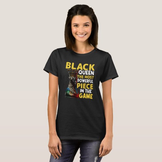 Womens Black Queen Most Powerful Chess African Ame Tシャツ (正面フル)