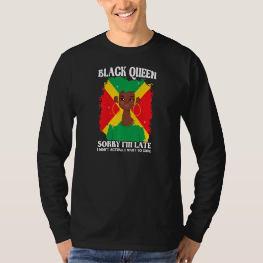 Womens Black Queen Sorry I'm late Black Queen   Tシャツ (正面)