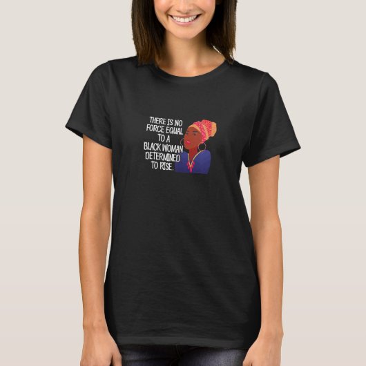 Womens Black Woman Determined To Rise Afro African Tシャツ (正面)