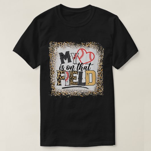 Womens Bleached Leopard Baseball Mom My Heart is o Tシャツ (デザイン正面)