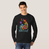 Womens Blessed Christian Butterfly Pretty Floral R Tシャツ (正面フル)