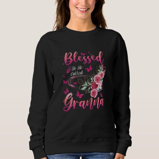Womens Blessed To Be Called Granna Cute Girls Wome スウェットシャツ (正面)