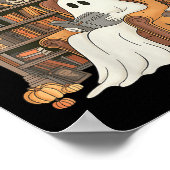Womens Bookish Ghost Haunted Library Cat Bookworm ポスター (角)