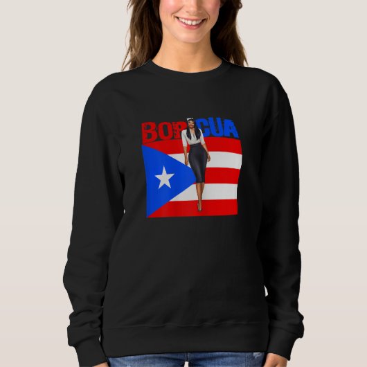 Womens Boricua Roots Puerto Rico Pride PR Souvenir スウェットシャツ (正面)