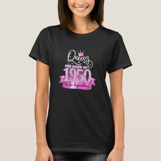 Womens Born In 1950 I Elegant Pink Black Party Out Tシャツ (正面)