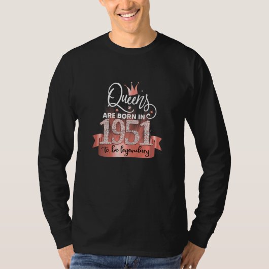 Womens Born In 1951 I Elegant Black Rose Party Out Tシャツ (正面)