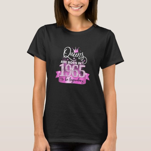 Womens Born In 1965 I Elegant Pink Black Party Out Tシャツ (正面)