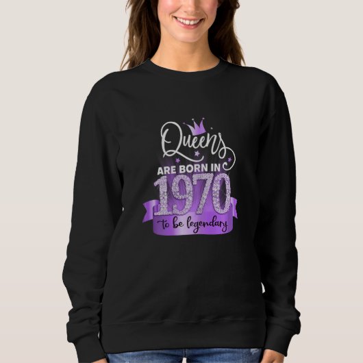 Womens Born In 1970 I Elegant Purple Black Party O スウェットシャツ (正面)