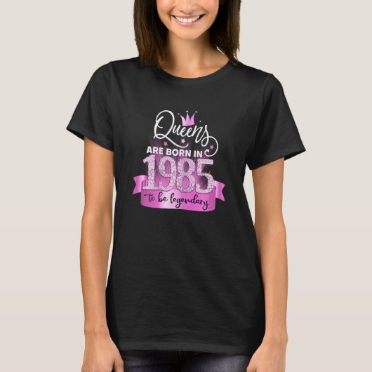 Womens Born In 1985 I Elegant Pink Black Party Out Tシャツ (正面)